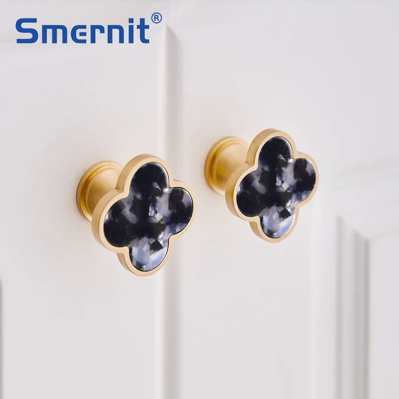 Четырехлистный клевер латунные мебельные ручки европейские дверные и для шкафа