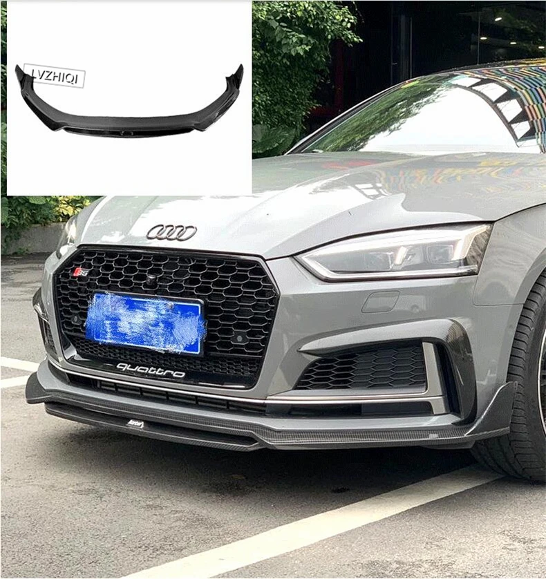 Фото Для Audi A5 S5 B9 2017-2020 настоящее углеродное волокно, передний и задний диффузор, спойлер, бампер, разветвители, комплект боковой юбки, ветровой нож, фартуки №2