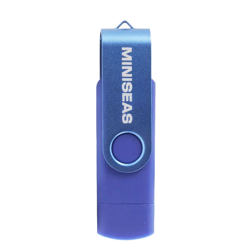 Синий Usb флеш-накопитель Miniseas, 8 цветов, вращение, OTG, телефон, ручка-накопитель, 4 ГБ, 8 ГБ, 16 ГБ, 32 ГБ, 64 ГБ, память, Usb флешка флеш-накопитель - Цвет: Синий