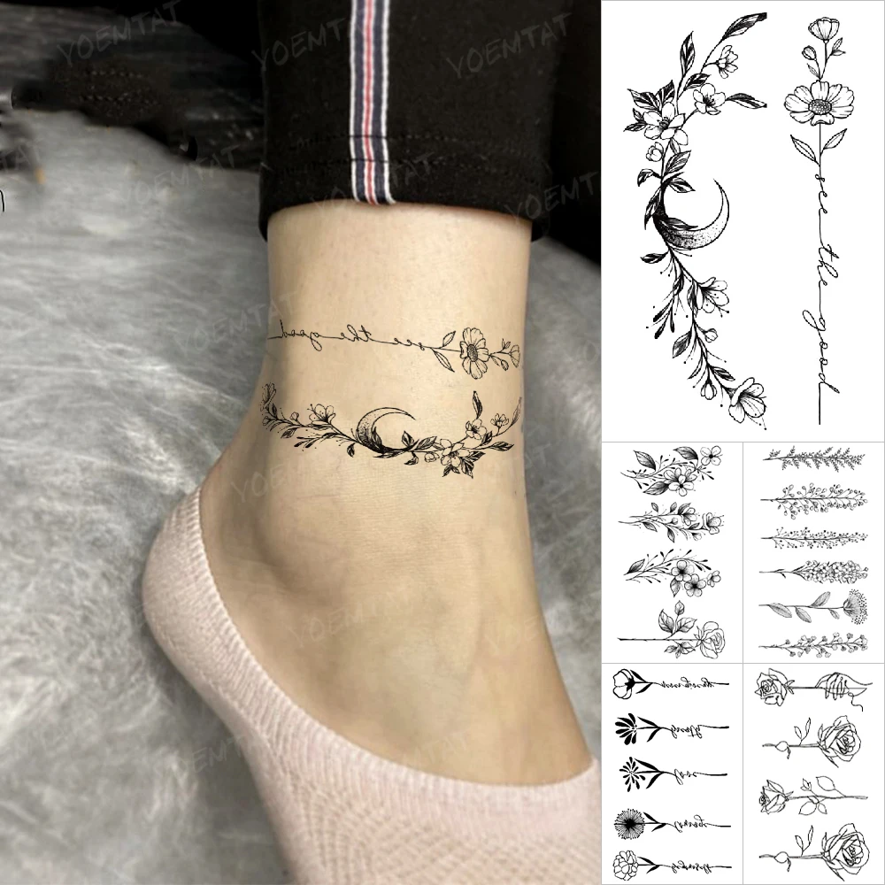 

Wrist Ankle Child Waterproof Temporary Tattoo Sticker Cute Rose Plant Fake Tatto Flash Body Art Simple Tatoo Men Women