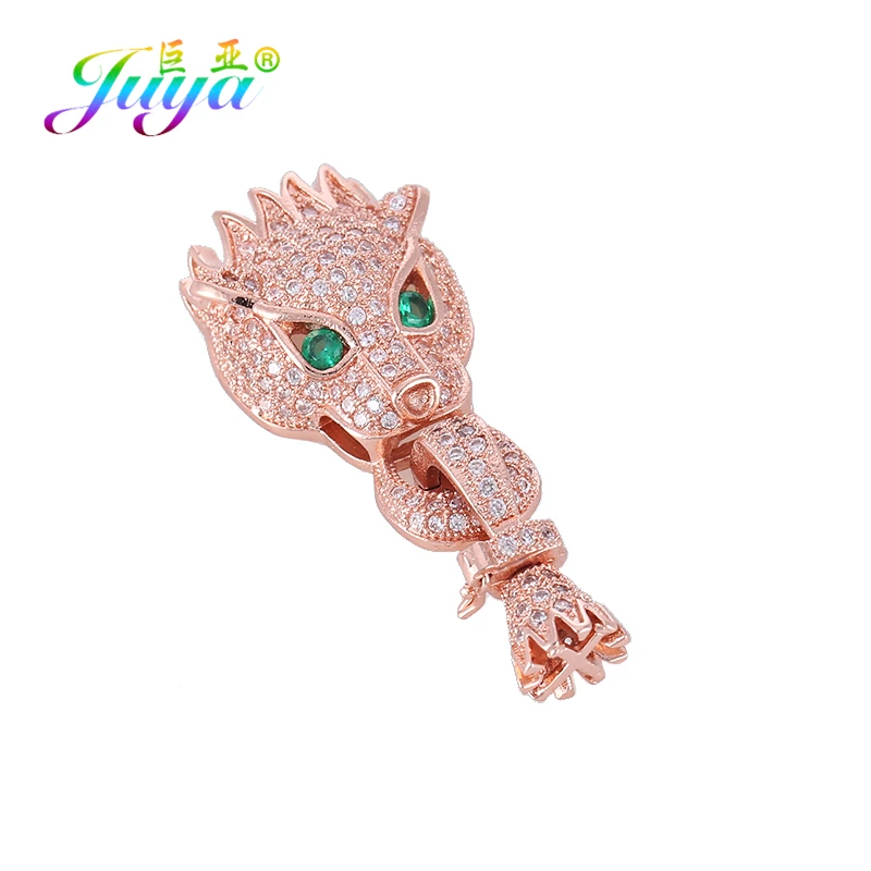 Rose Gold Juya Ali Moda кубический цирконий декоративный Дракон крепеж разъемы для DIY натуральный камень барокко Жемчуг Ювелирные изделия с кистями изготовления - Цвет: Rose Gold