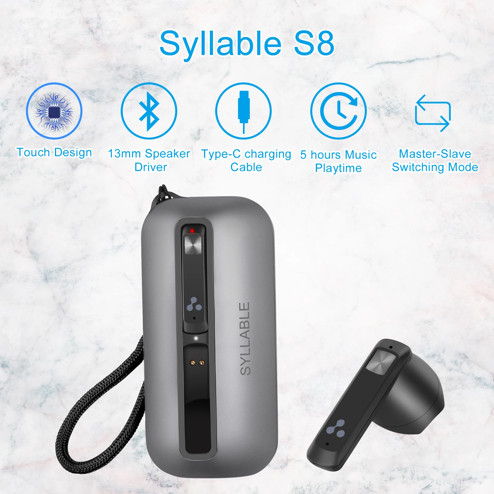 

Беспроводные стереонаушники SYLLABLE S8, TWS гарнитура для BT V5.0, управление громкостью, с драйвером динамика 13 мм