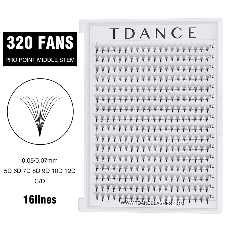TDANCE 320 вентиляторы 16 линий готовые объемные 5D/6D/7D/8D/9D/10D/12D14D удлинитель Pro Point Base