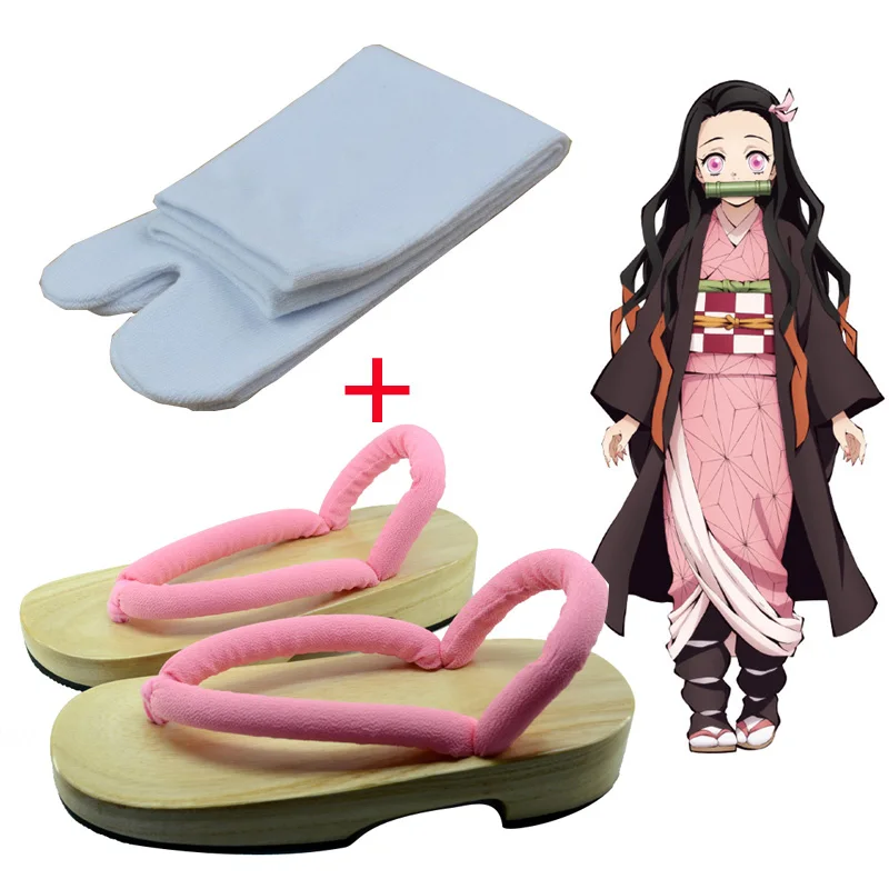 DIOCOS Demon Slayer Geta Kimetsu no Yaiba Nezuko; обувь для костюмированной вечеринки; Tanjirou Shinobu Kochou Zenitsu; японские гэта с носками
