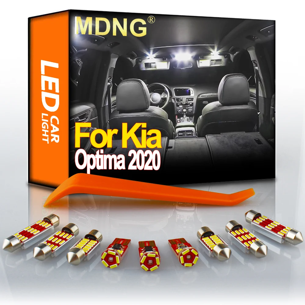 

MDNG 12Pcs Car Lamps Led Interior Lighting Kit For 2020 Kia Optima Map Reading Trunk Dome License Plate Light Auto T10 Led Bulbs