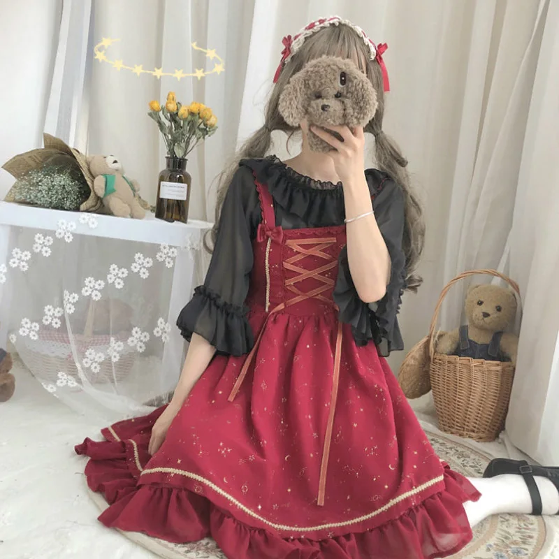 Женское шифоновое платье на бретельках милое с оборками шнуровке бронзового