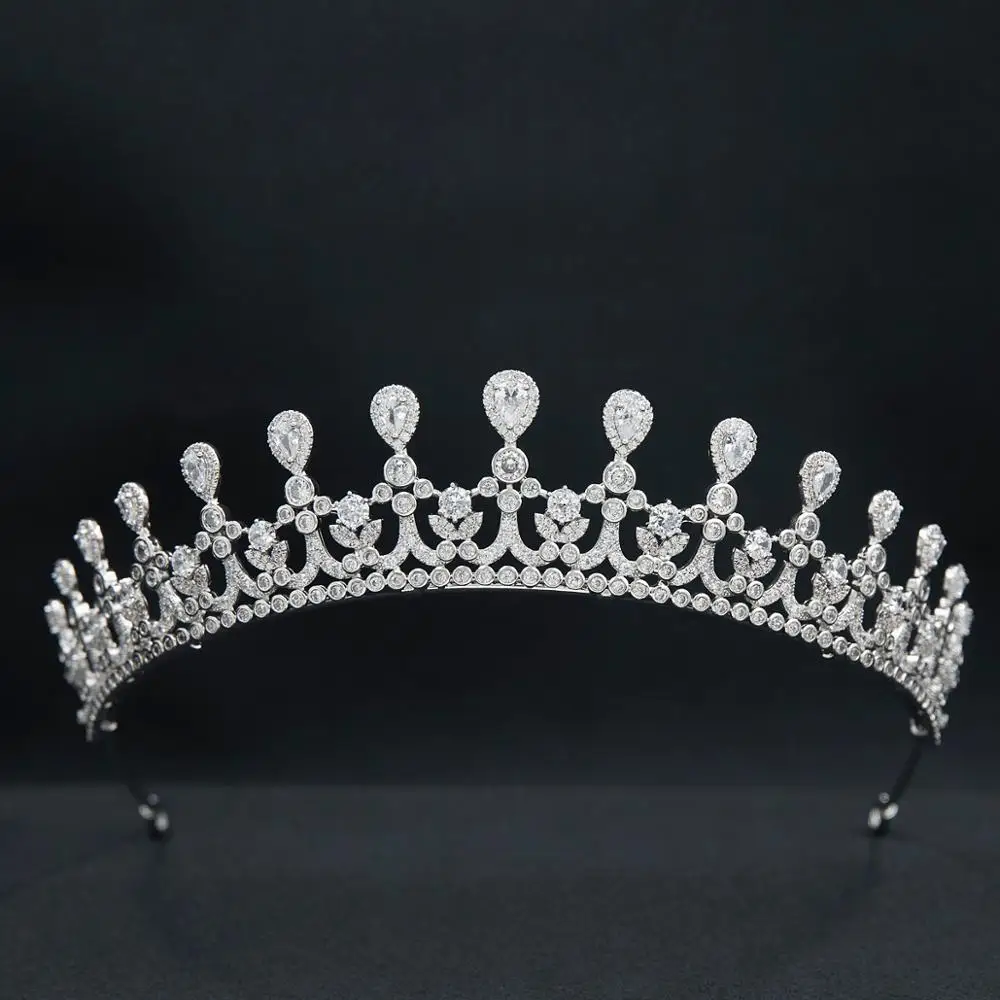 Cubic Zirconia Royal Tiara for Wedding,Crystal Princess Tiaras Crown for Bride Hair Jewelry CH10379