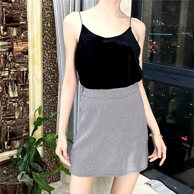 

TMODA 2020 Elastic Waist Skirts New Hot Sales Women Preppy Style Girls Cute Sweet Korean Style Design High Waist Plaid Skirts