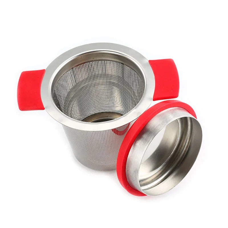 Силиконовое ситечко для чая из нержавеющей стали с двойной ручкой тонкий жидкий