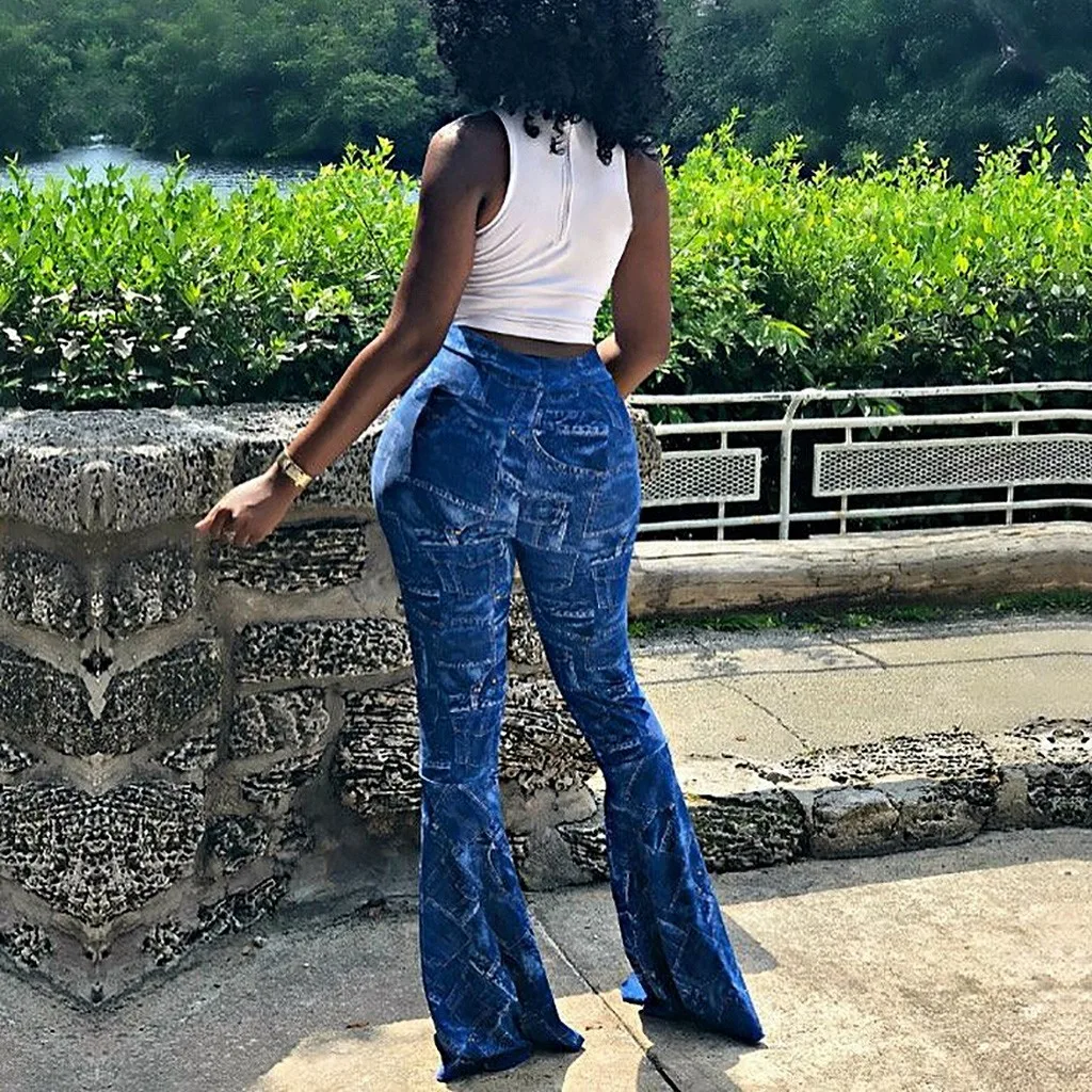 Женские расклешенные джинсы на молнии джинсовые брюки с высокой талией и