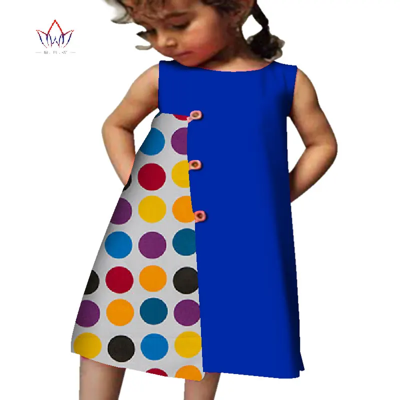 

Fashion New Style Africa Dress for Children Dashiki Cute Girls Dresses Bazin Riche Bowknot Sweet Baby Clothes WYt301