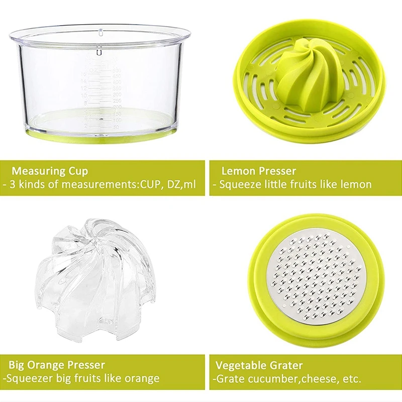 

Manual Juicer Multi-Function Manual Juicer, with Multiple Sizes of Reamer, Ginger Garlic Cheese Grater