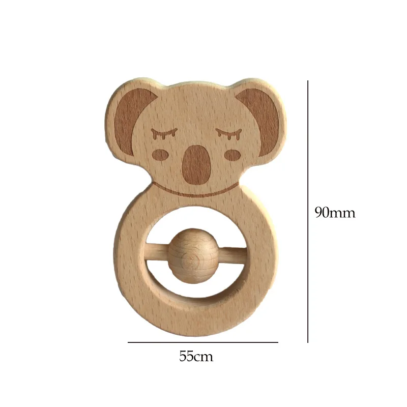 

Wooden Teether Toy Baby Care Teething Toy Cartoon Animal Baby Wooden Bead Rattle Toys Gifts