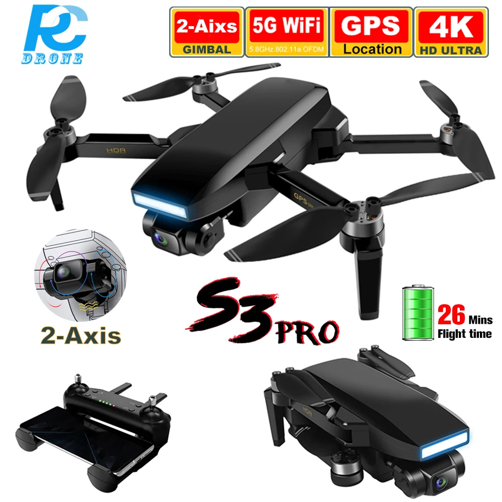 

RC Dron S3 Pro Drone with Camera HD 4K GPS Professional 5G FPV Long Distance Brushless Foldable Quadcopter SG108 Drone PK L900