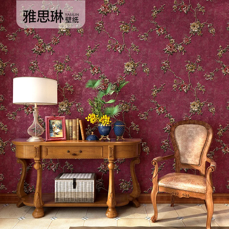 Настенная бумага в американском стиле небольшой Сельский Цветок нетканый Ретро