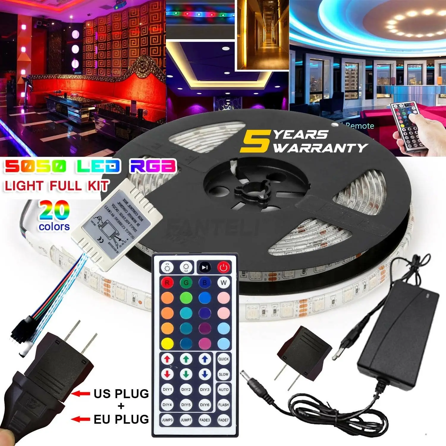 

Led Strip Lights 5050 Waterproof RGB DC 12V Flexible Tape Led Ribbon Led Strip 5M