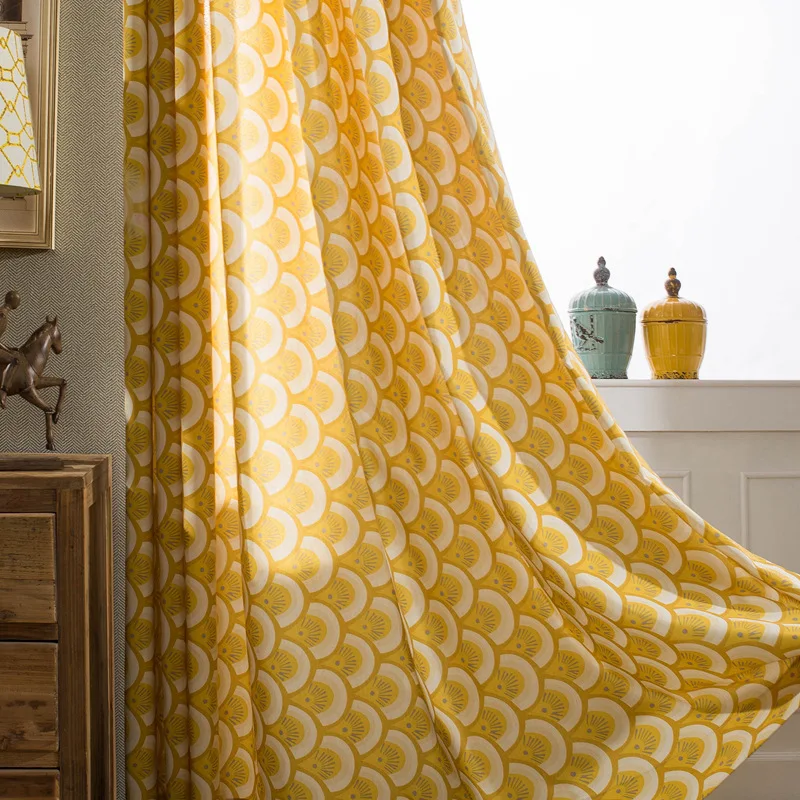 

[Qiushi]Curtains for Living Room Bedroom Kitchen Curtain Modern Minimalist European Curtains Cotton Printing Curtain Fabric