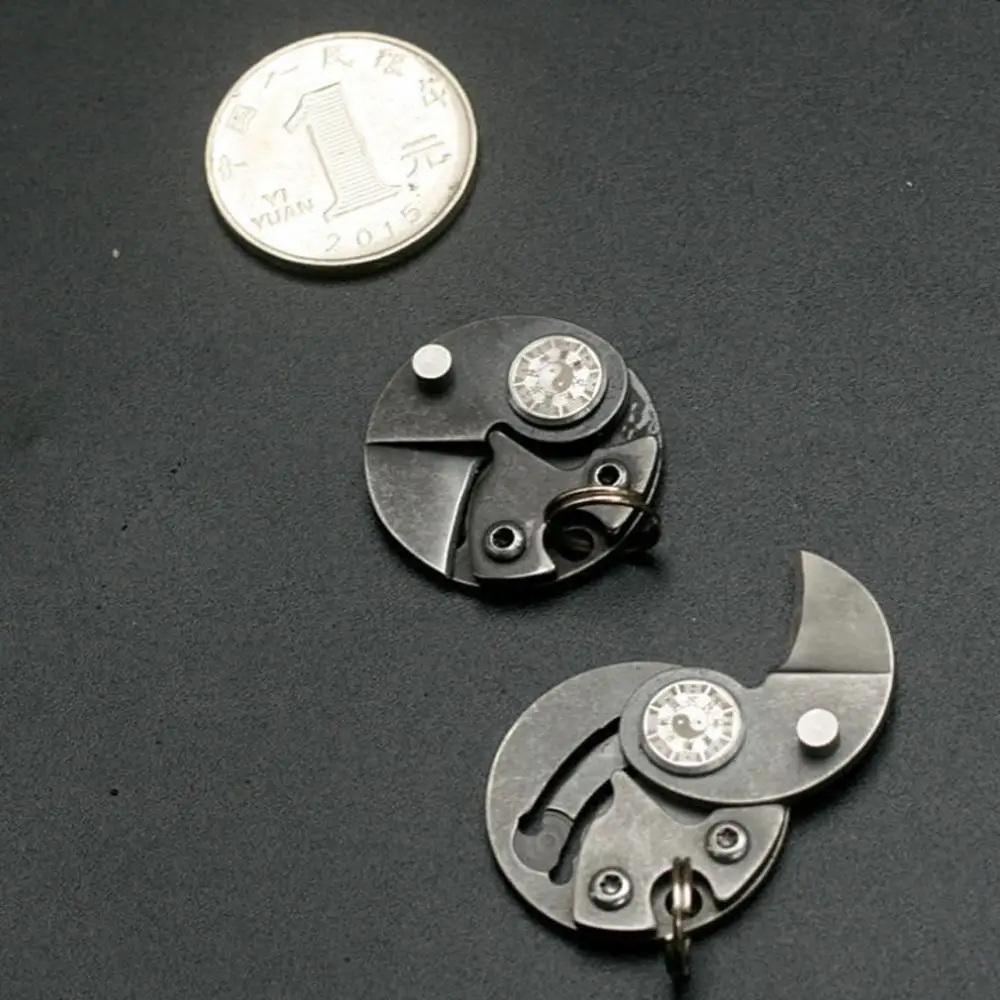 Мини карманные ножи инструменты для улицы EDC стальной круглый складной нож монет