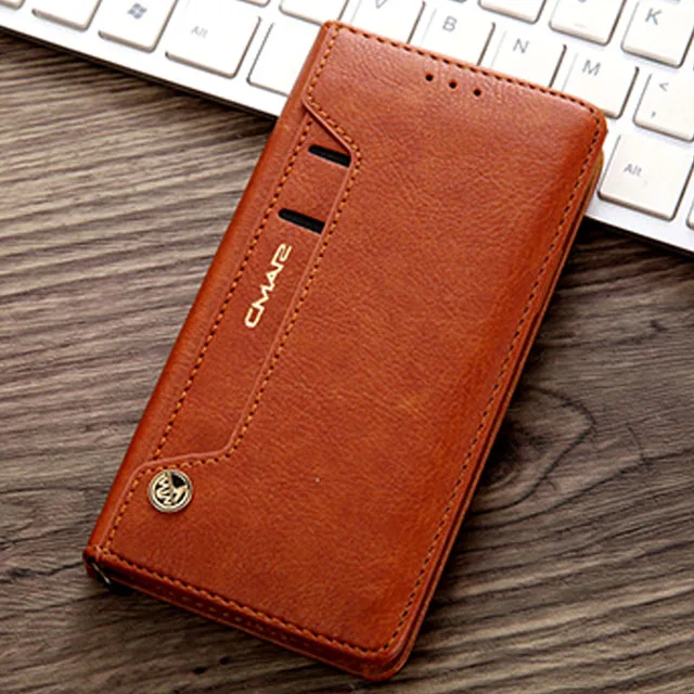 Brown Роскошный флип-чехол для карт iPhone 11 Pro XS Max XR X, Прочный Магнитный чехол-кошелек для iPhone 7 8 6 6s Plus, PU кожаный чехол-подставка - Цвет: Brown