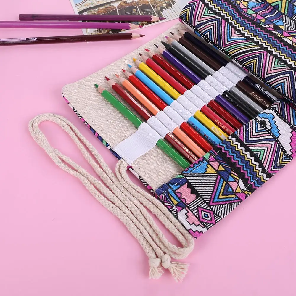 Холщовый чехол для ручек и карандашей с 36/48/72 отверстиями|canvas wrap|pen bagcase pen |