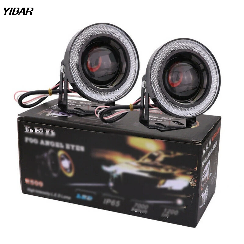 1* 3.5&quot Angel Eyes LED Fog Light Car SUV Universal White Driving Head Lamp 12V | Headlight Bulbs(LED)