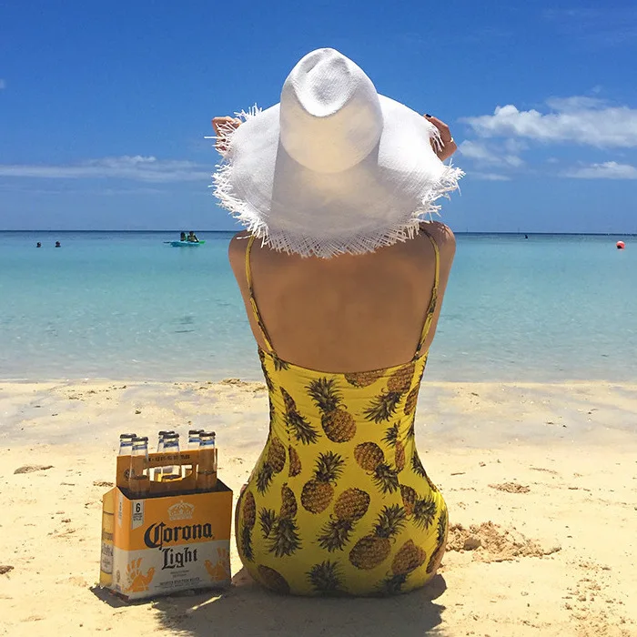 

Korean Lovely Pineapple Girl Swimsuit Sexy Triangle One Piece Swimsuit Girl
