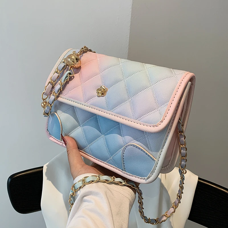 

Сумка кросс-боди с градиентной сеткой и клапаном, Новинка лета 2021, женская дизайнерская сумка из искусственной кожи, сумка-мессенджер на пле...