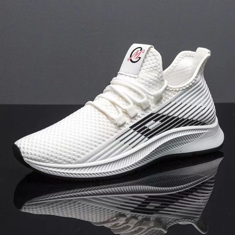 

2021 Men's Casual Sports Shoes Breathable Mesh Comfort Increase Lace-Up Non-Slip Low-Top Male Sneakers Running Casual Shoes