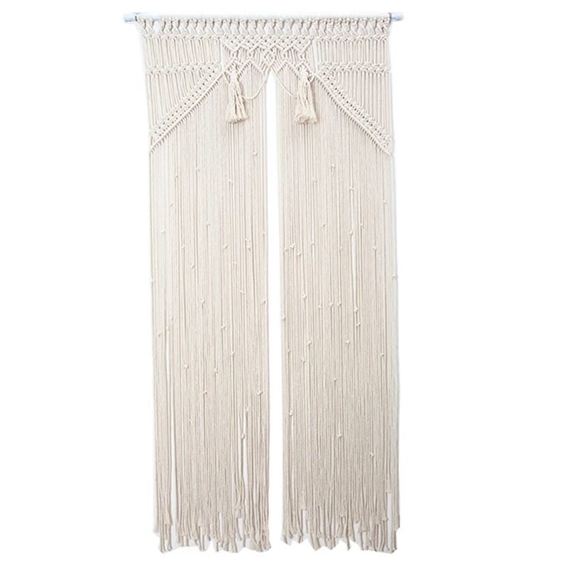 

Boho Macrame Wall Hanging Door Curtain Handmade Woven Tapestry For Wedding Home Decor Living Room Background Ornament