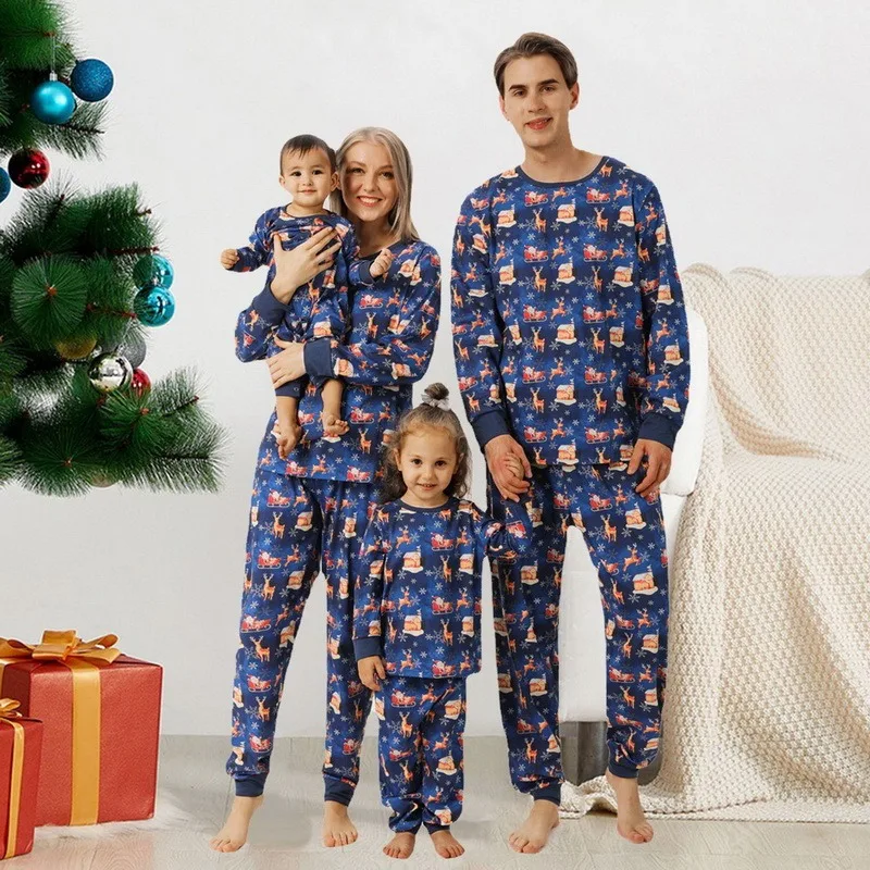 

2021 New Family Matching Outfits Clothes Christmas Home Sleeping Suits Sleepwear For Women Girls Kid Parents-Child Baby Men