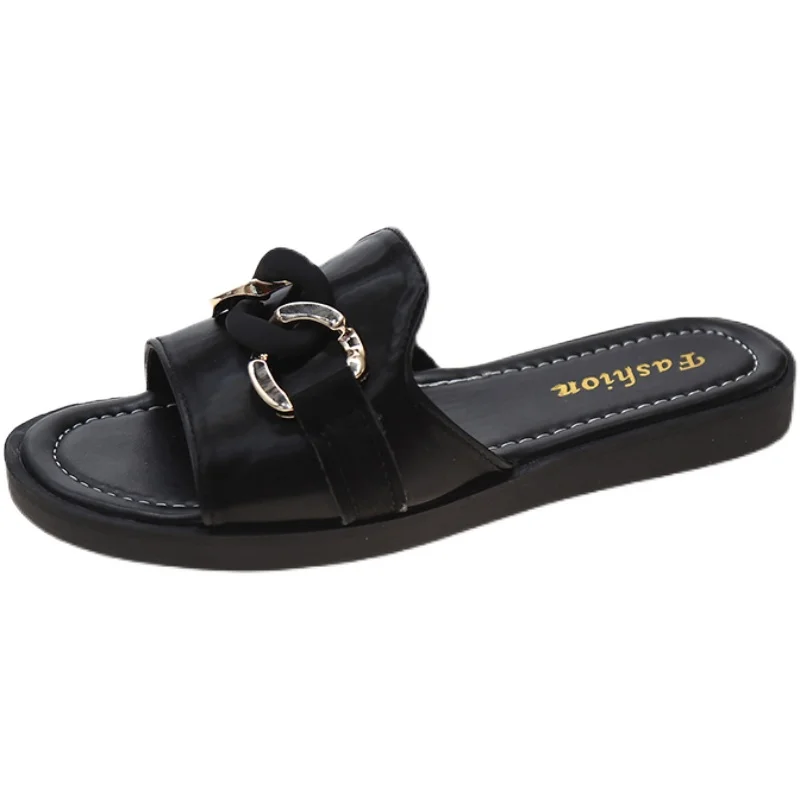 

Shoes Women Slippers For Swimming Pool Low String Bead Pantofle Slides Soft Beach Flat Summer 2021 Rubber Casual Basic PU