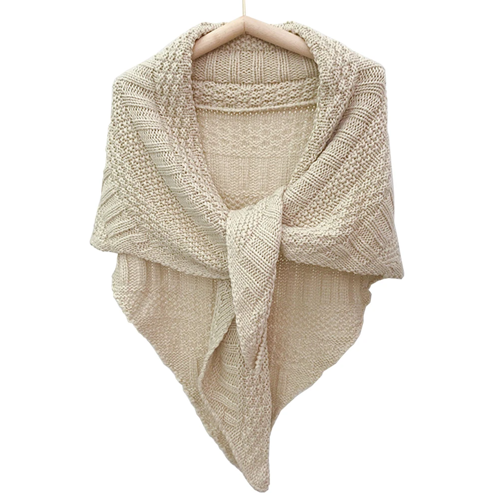 Sciarpa a triangolo invernale solido scialle lavorato a maglia da donna avvolge grande coperta da fazzoletto da collo calda poncho Pashmina femminile Tippet per donna