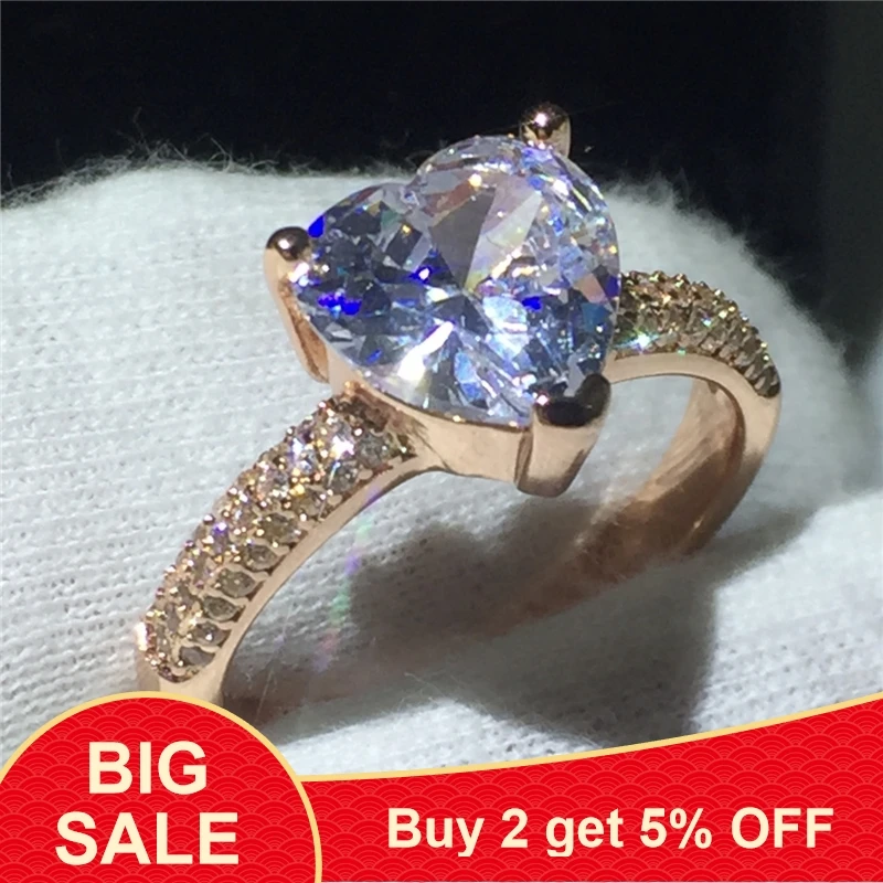 Модное кольцо в форме сердца из розового золота 925 пробы Sona 3ct 5A с циркониевым