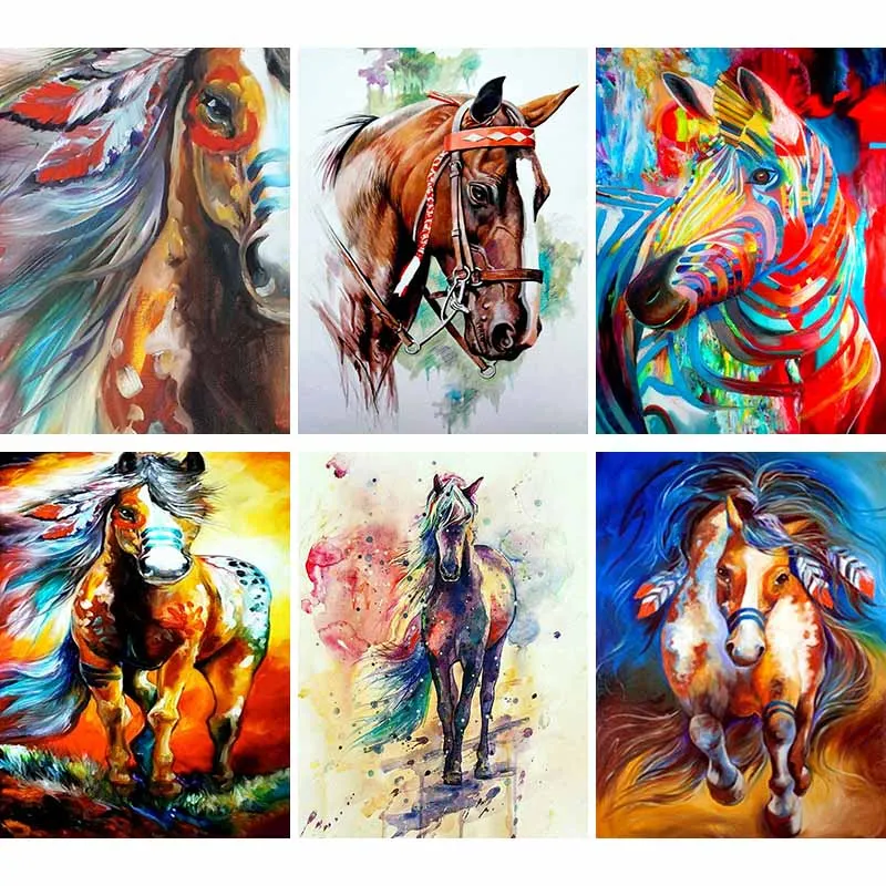 

DIY Diamond Painting Colorful Horse Full Round 5D Diamond Embroidery Cartoon Animal Rhinestones Mosaic Kit Wall Art Decor M3
