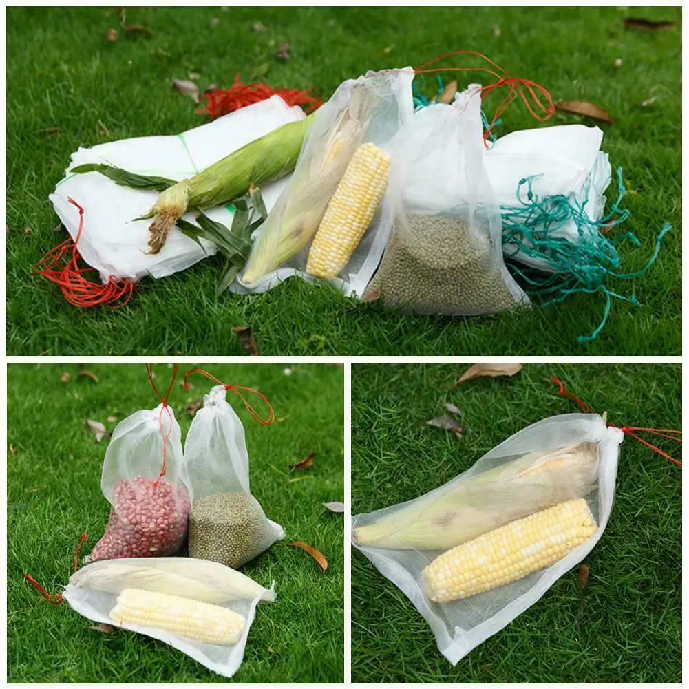 

5 Pcs Reusable Mesh Produce Bags Storage Pouch Drawstring for Fruits Vegetables Grocery PI669