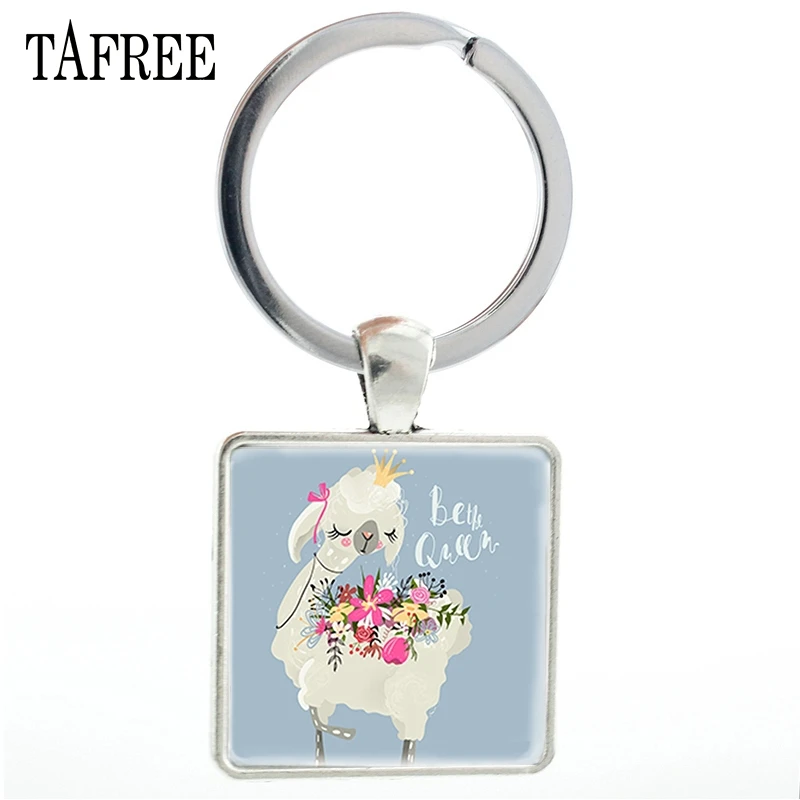 TAFREE Модные животные тема Единорог квадратные Аниме брелки Милая Альпака брелок