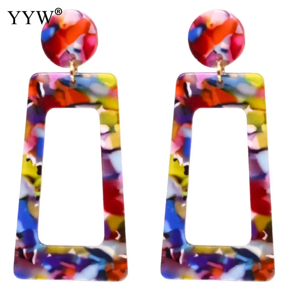 Ацетатный лист висящие серьги женские полые геометрические узор леопардовые