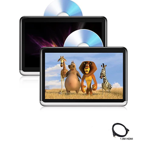 2X 1.0m HDMI Wires 10,2 дюймов Android 6,0 CD DVD плеер сенсорный экран ips 1366*768 TFT-LCD подголовник автомобиля мониторы с Wi Fi Bluetooth зеркальная поверхность подключение - Color: 2X 1.0m HDMI Wires