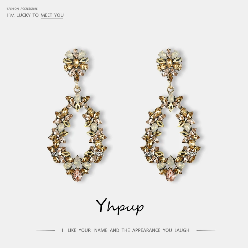 Женские серьги подвески со стразами Yhpup брендовые геометрические вечерние