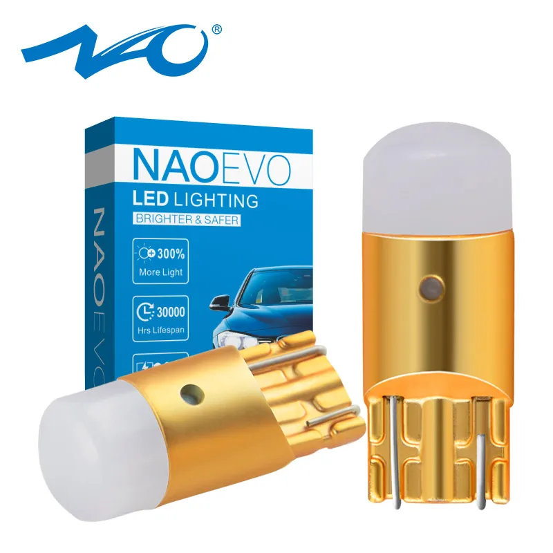 NAO 2x t10 led w5w светодиодные лампы Автомобильный светодиодный светильник 12 В Авто интерьерный светильник s дверная парковочная автомобильная лампа поворотники купольный индикатор DRL лампы