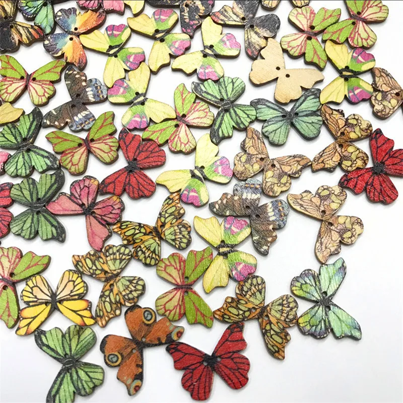 50 упаковок деревянных коричневых пуговиц в виде бабочки для искусственных кофе