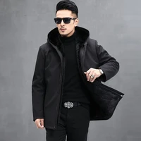 mens imitation fur mink jacket winter pie overcoming warmth lapel hooded fur coat casual fashion mens short warm jacket