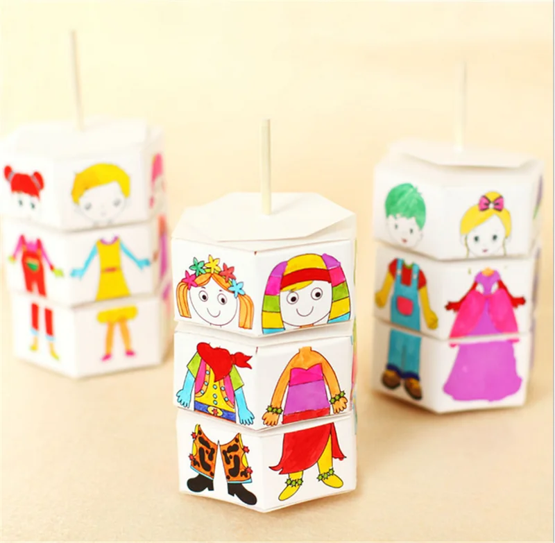 Детские вращающиеся DIY игрушки бумага цветная Одинаковая одежда кукла