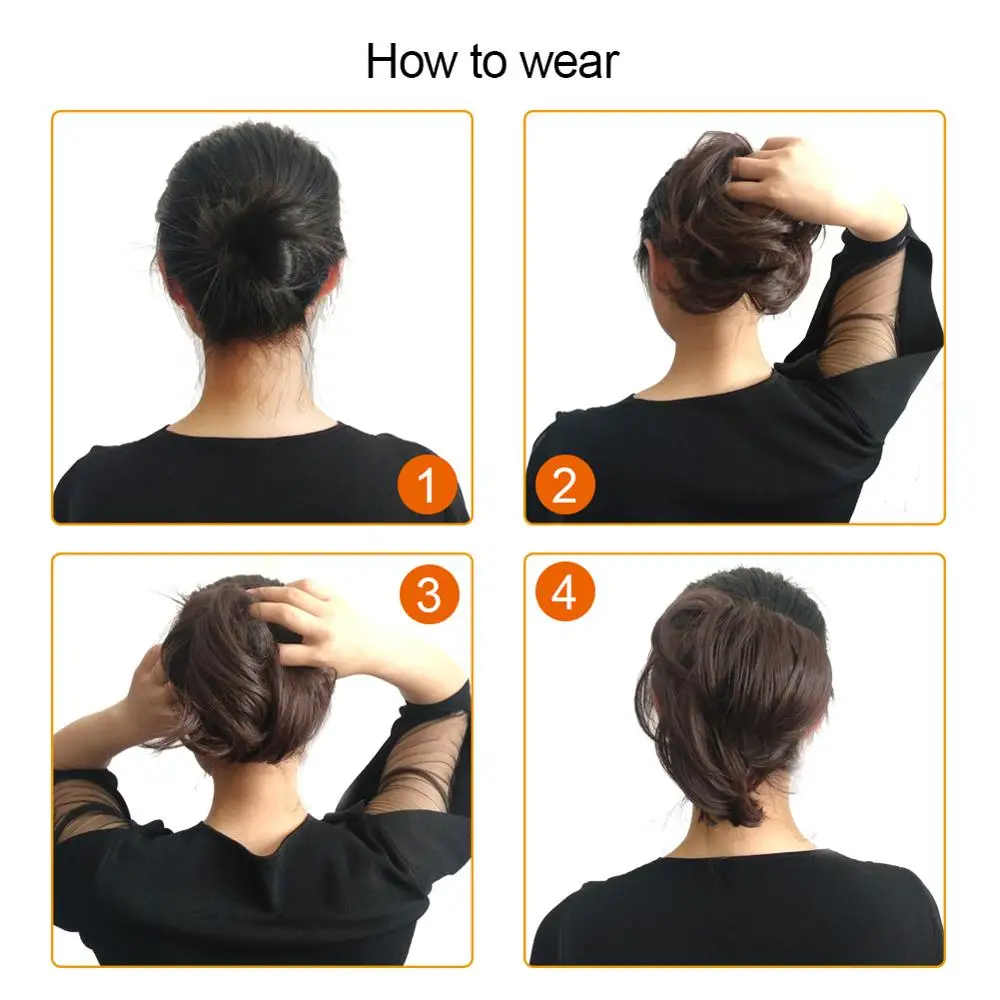 1 piece Synthetic Scrunchie Donut Tousled Flexible Hair Bun Straight  Chignon Elastic Messy Bun Wrap For Ponytail