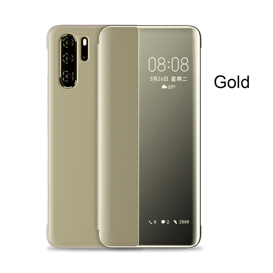 Роскошный кожаный флип-чехол для huawei P30 P20 Lite Pro Honor 8x противоударный чехол для huawei mate 20 Pro 20 X Smart View чехол - Цвет: gold