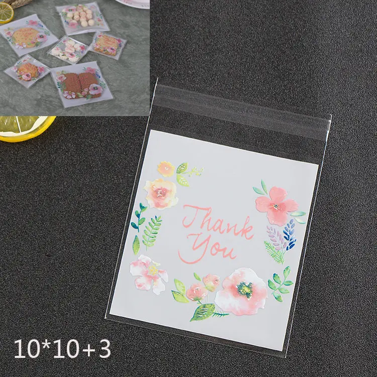 Thank You LBSISI Life 100 шт 10*10+ 3 см мешки для печенья, конфет для дома Рождество свадебное украшение самоклеящаяся пластиковая упаковка для пищевых продуктов полипропиленовый подарочный пакет - Цвет: Thank You