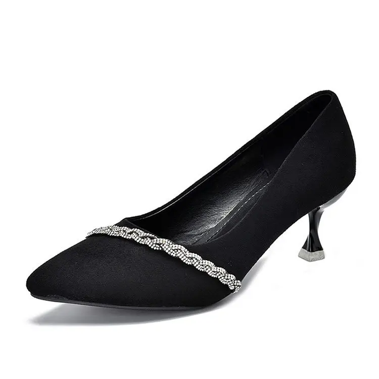 

Женские туфли-лодочки на шпильках, черные туфли из матовой овечьей кожи, большие размеры, 2021