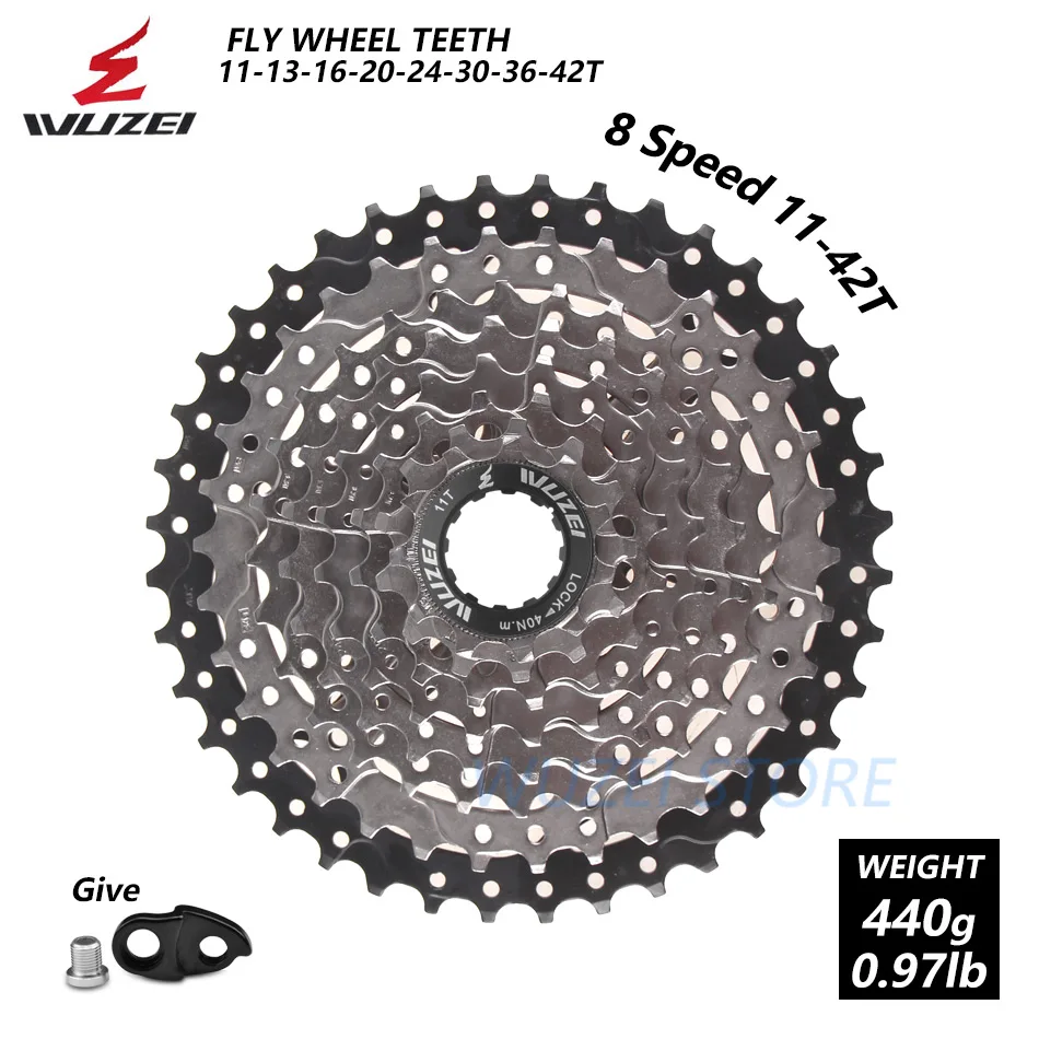 WUZEI 8 S/9 S/10 S/11 S/12 S кассета 32/36/40/42/46/50T Сталь mtb горный велосипед свободного хода Совместимость Shimano - Color: 8S 11-42T Extended