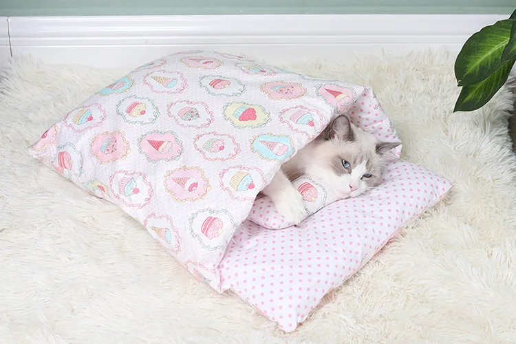 

Four Seasons Korean-style Cat Bed Pet Cushion Blanket Litter Cat Sleeping Bag Closed Removable And Washable Dog Bed Kennel