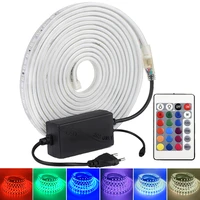 ac 220v rgb led strip dimmable rgb color tape changeable with 24key remote controller ip67 waterproof flexible led light strip